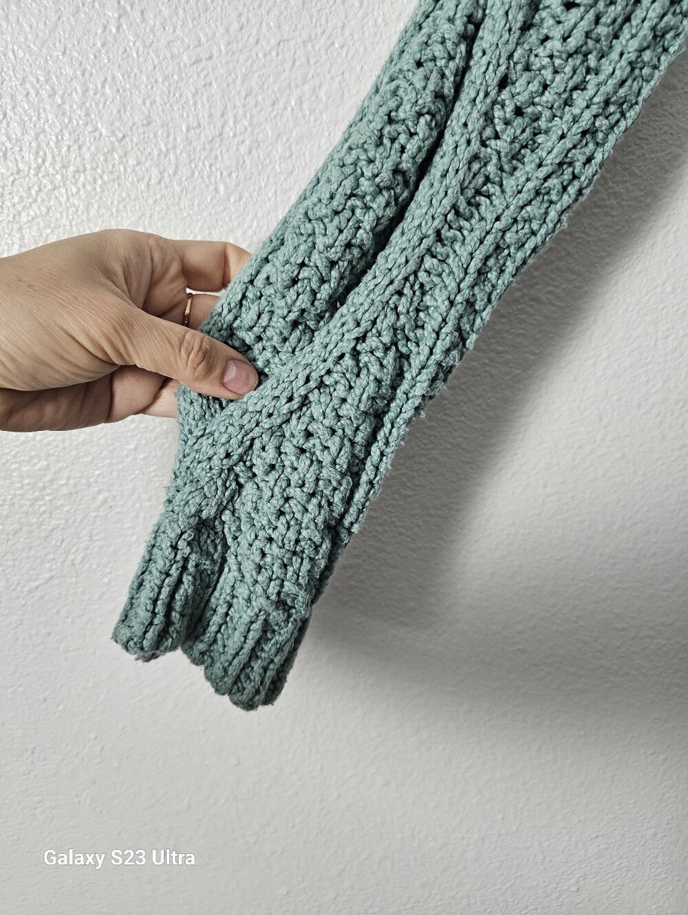 Free People Teal Cable Knit Cropped Sweater Sz S - Picture 3 of 8